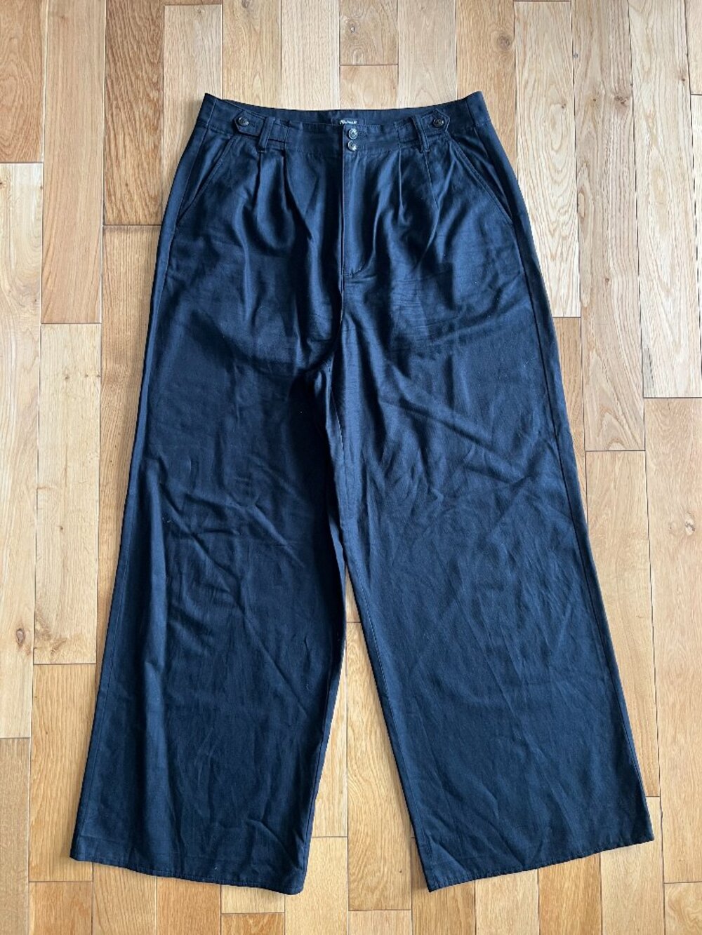 Madewell The Harlow Wide Leg Trouser Pants Drapey Twill High Rise Black Size 12 - Picture 4 of 13